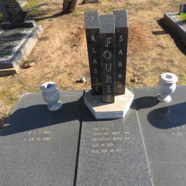 FOURIE Klasie 1925-1992 & Sarah 1925-1999