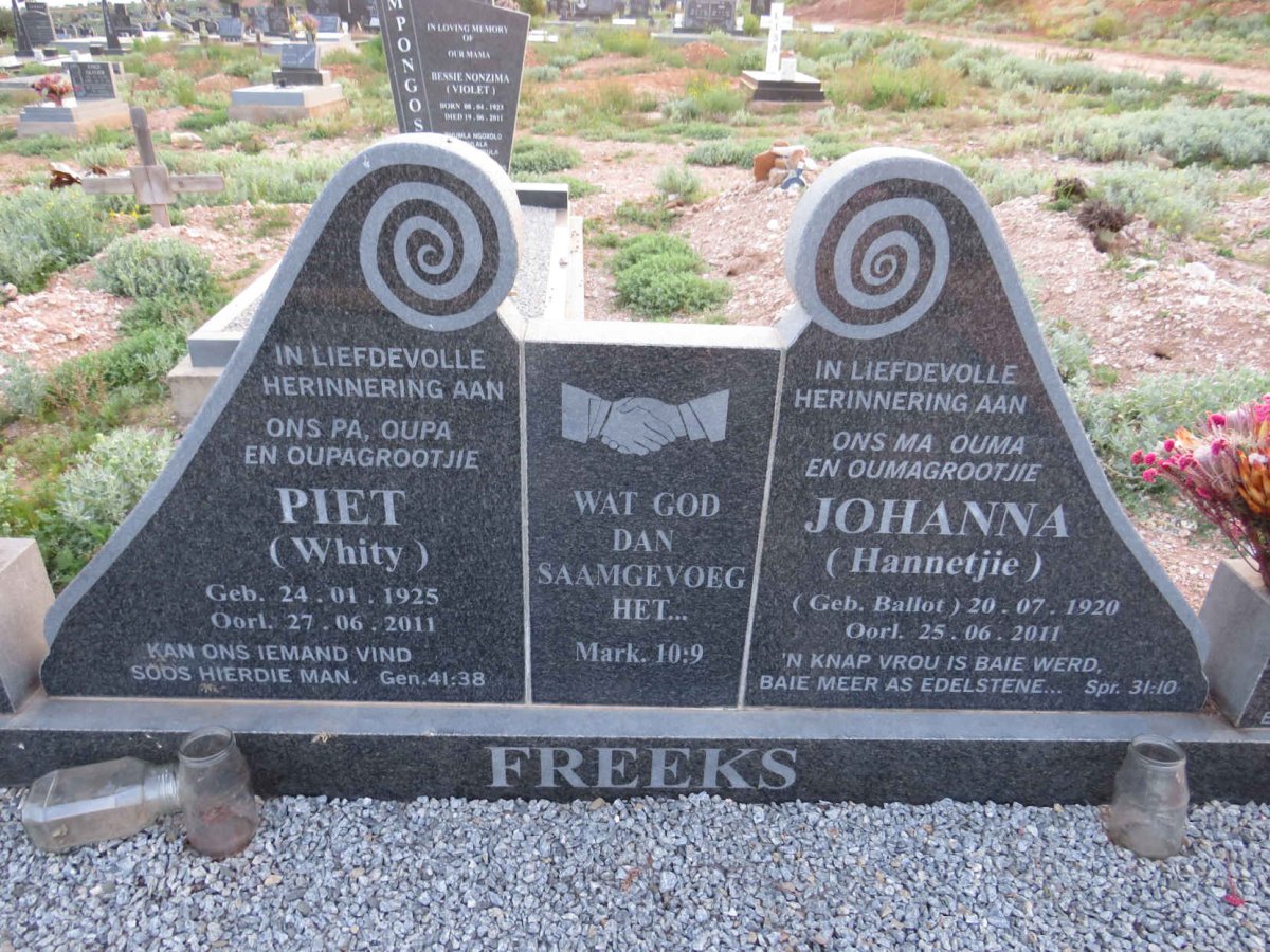 FREEKS Piet 1925-2011 & Johanna BALLOT 1920-2011