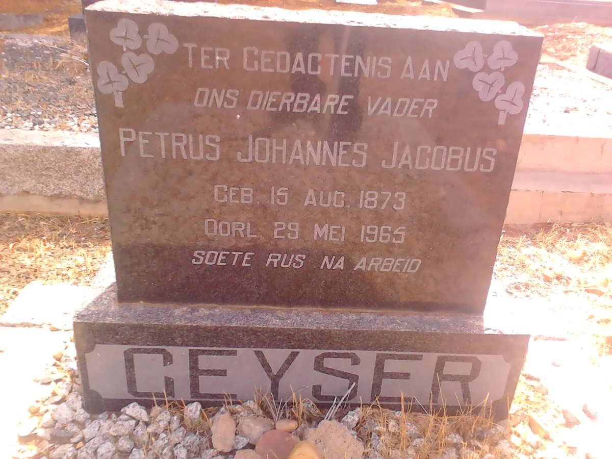 GEYSER Petrus Johannes Jacobus 1873-1965