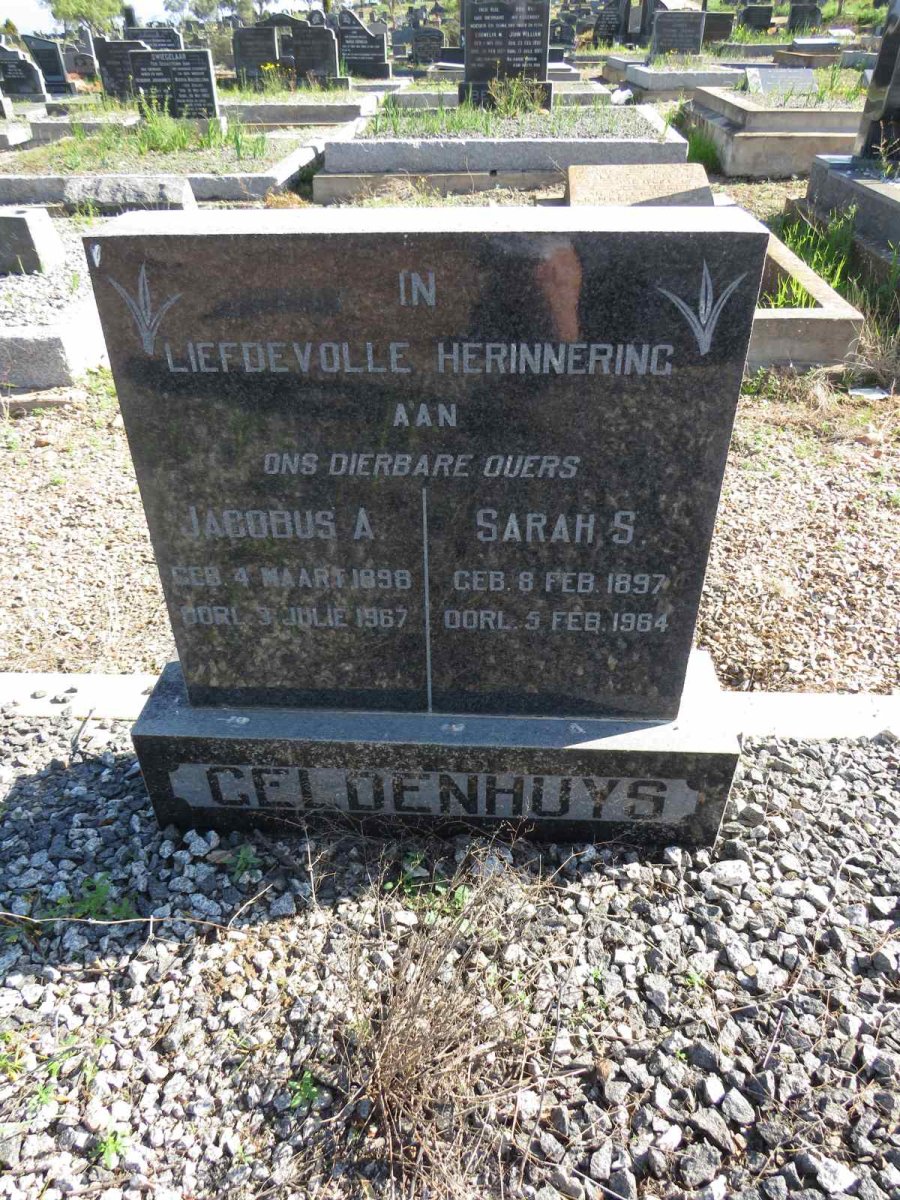 GELDENHUYS Jacobus A. 1898-1967 & Sarah S. 1897-1964