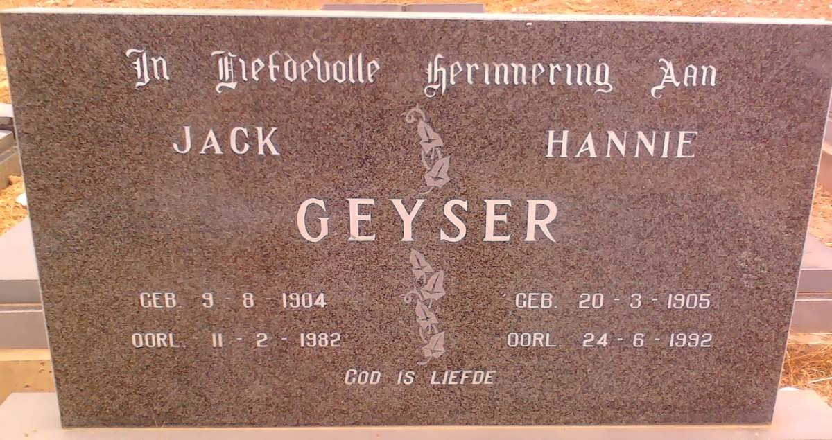 GEYSER Jack 1904-1982 &amp; Hannie 1905-1992