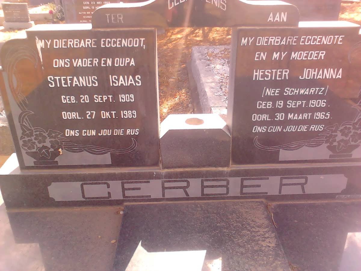 GERBER Stefanus Isaias 1909-1989 &amp; Hester Johanna SCHWARTZ 1906-1965
