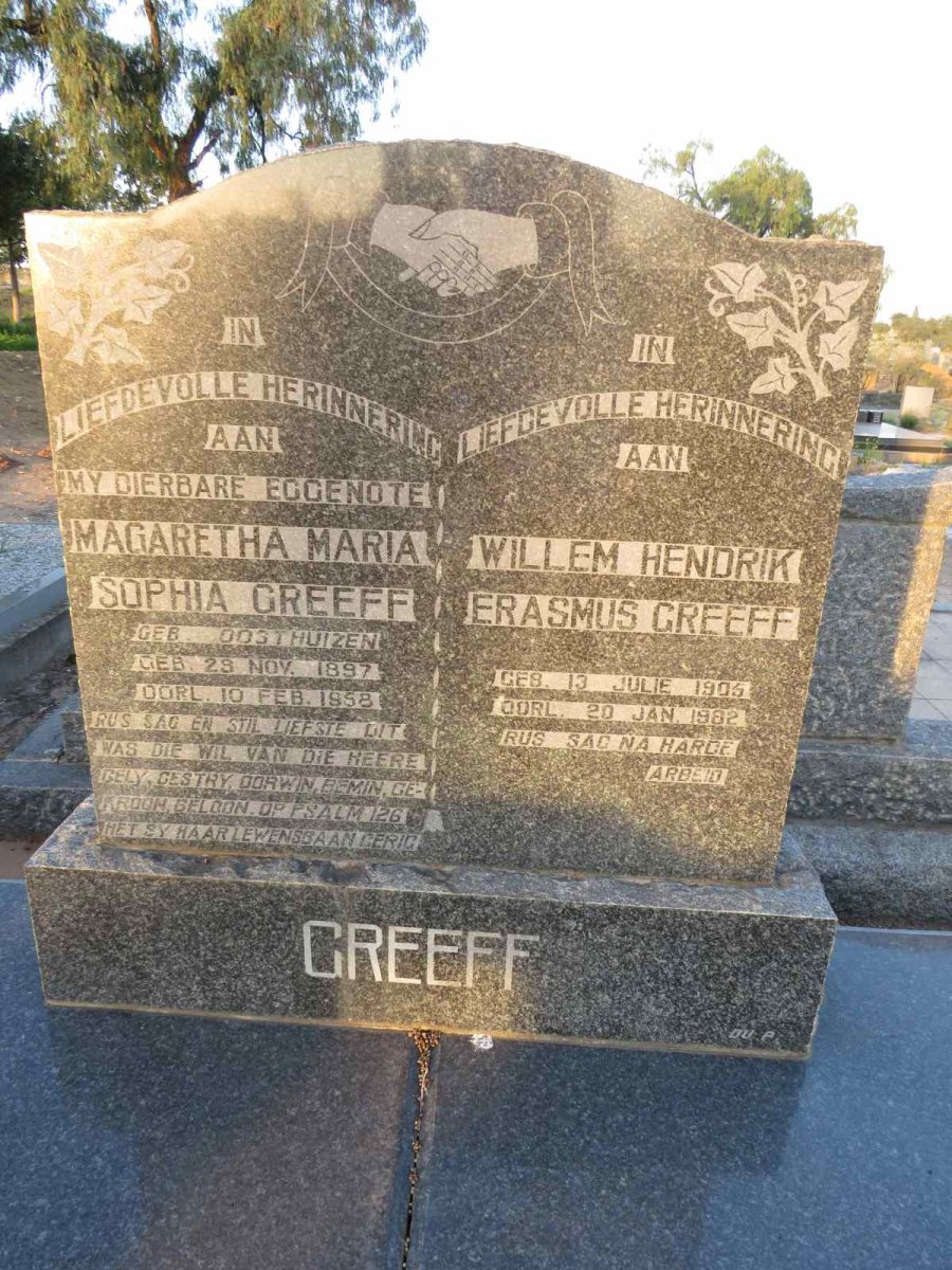 GREEFF Willem Hendrik Erasmus 1905-1982 & Magaretha Maria Sophia OOSTHUIZEN 1897-1958