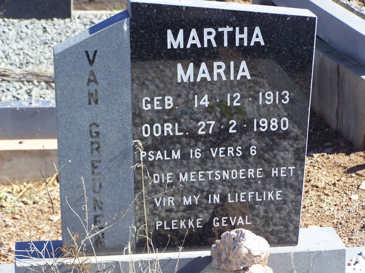 GREUNEN Martha Maria, van 1913-1980