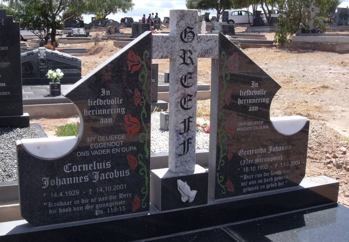 GREEFF Corneluis Johannes Jacobus 1929-2001 &amp; Gertruida Johanna STRUMPHER 1932-2003