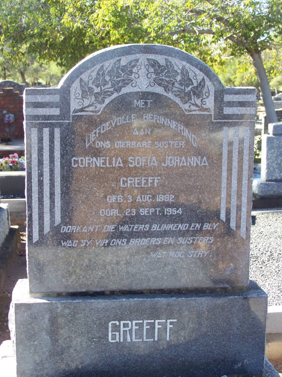 GREEFF Cornelia Sofia Johanna 1882-1954