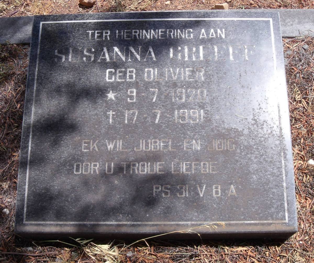 GREEFF Susanna nee OLIVIER 1920-1991