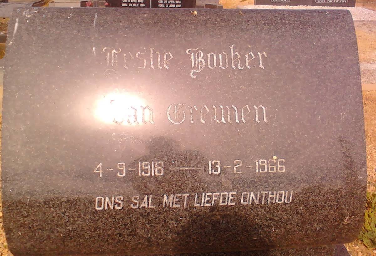 GREUNEN Leslie Booker, van 1918-1966