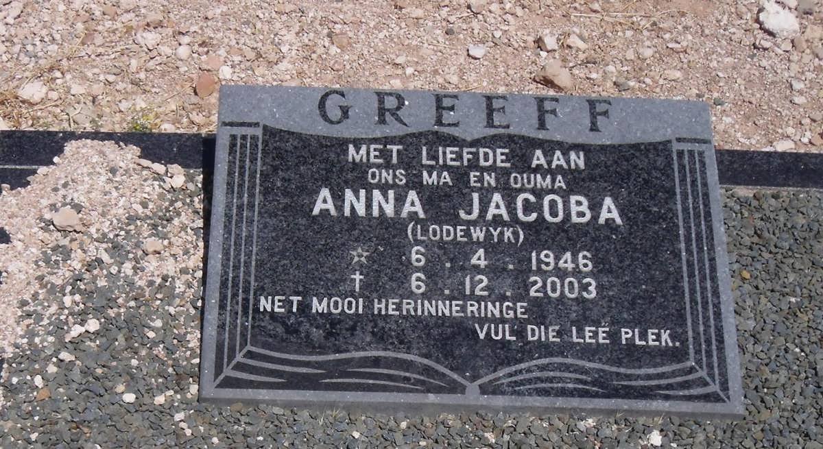 GREEFF Anna Jacoba nee LODEWYK 1946-2003