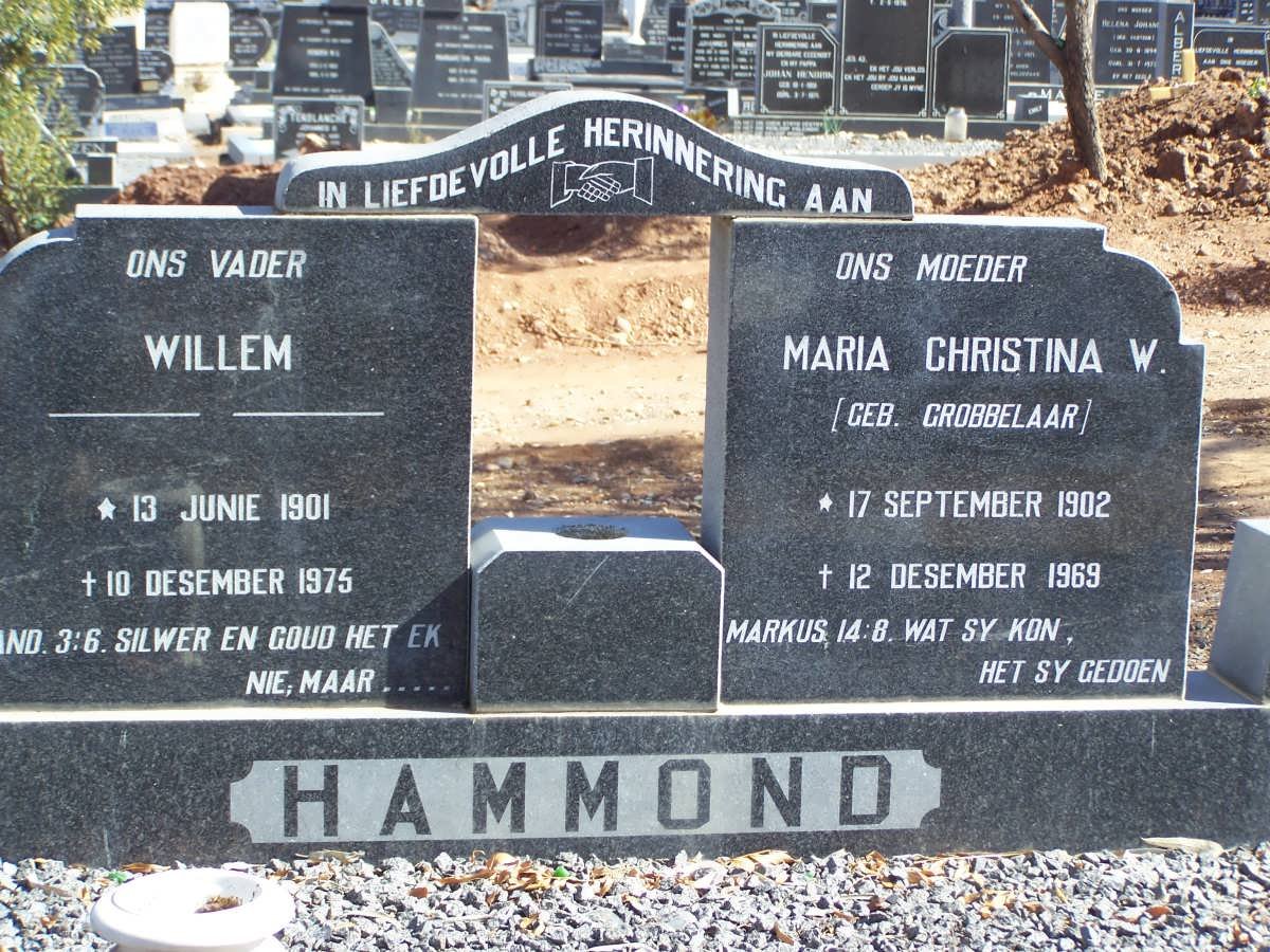 HAMMOND Willem 1901-1975 &amp; Maria Christina GROBBELAAR 1902-1969