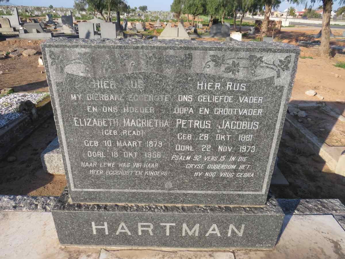 HARTMAN Petrus Jacobus 1881-1973 & Elizabeth Magrietha READ 1879-1956