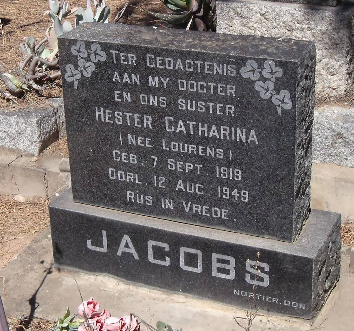 JACOBS Hester Catharina nee LOURENS 1919-1949