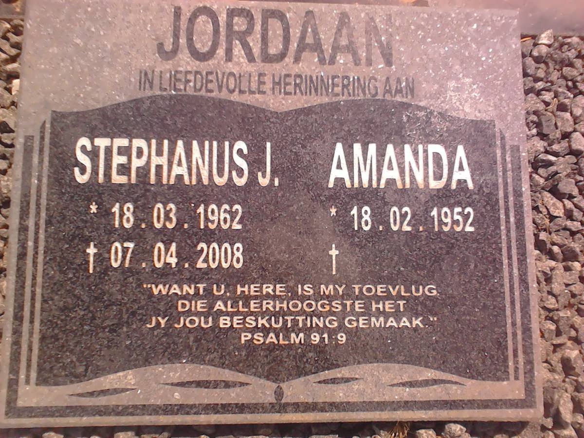 JORDAAN Stephanus J. 1962-2008 &amp; Amanda 1952-