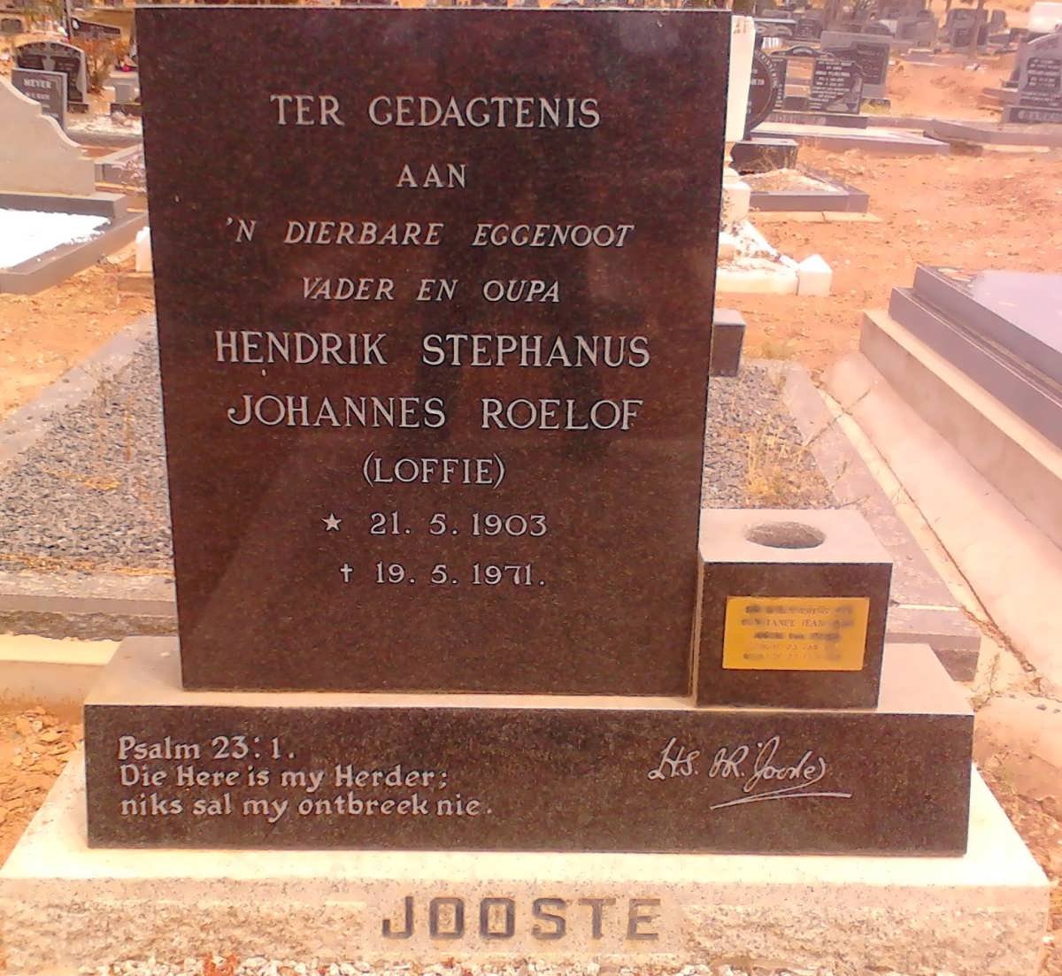 JOOSTE Hendrik Stephanus Johannes Roelof 1903-1971