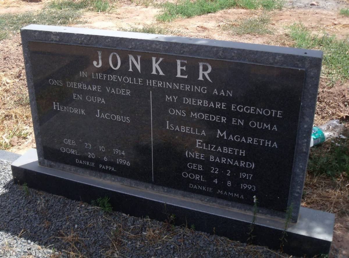 JONKER Hendrik Jacobus 1914-1996 &amp; Isabella Margaretha Elizabeth BARNARD 1917-1993