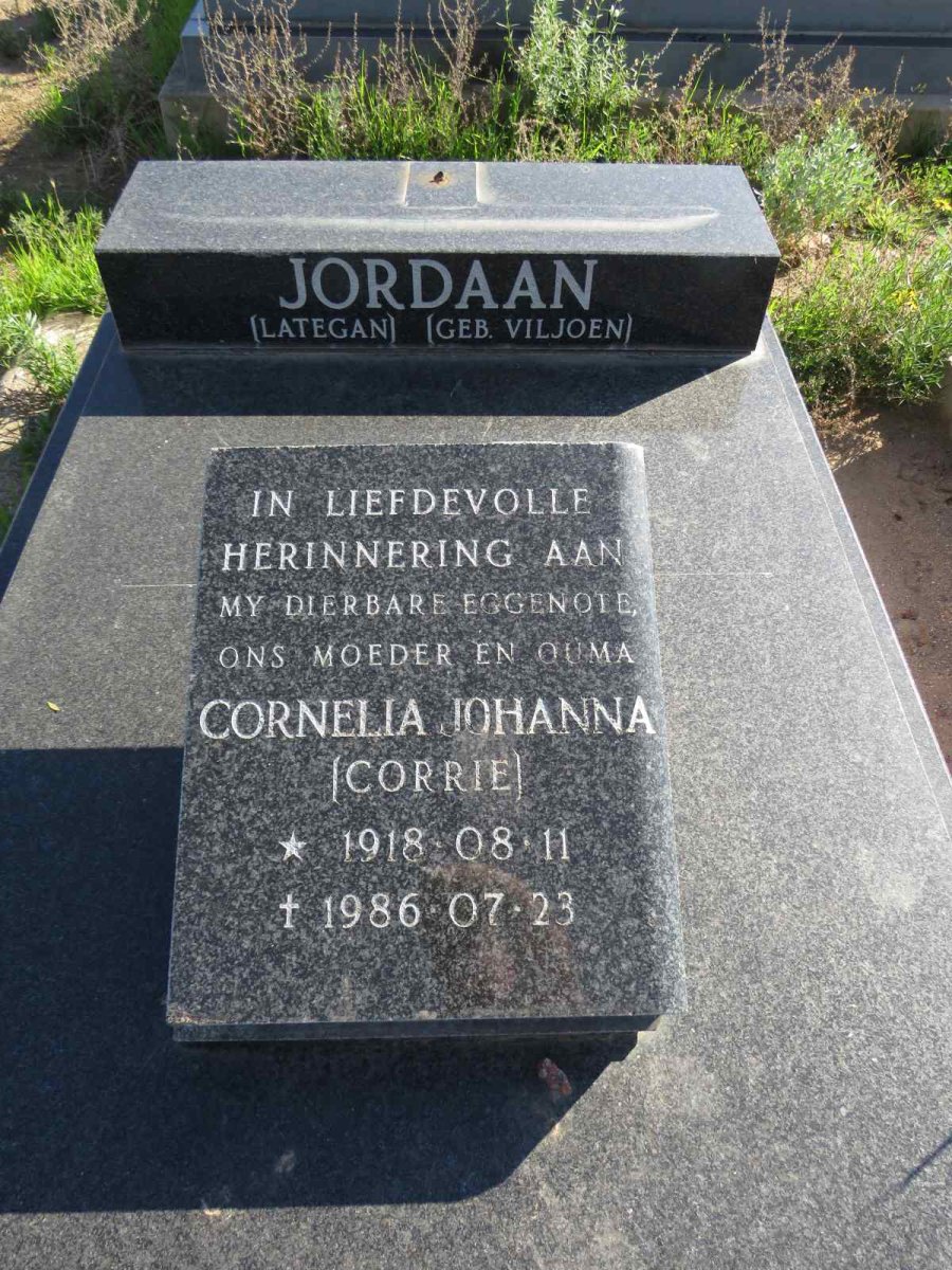 JORDAAN Cornelia Johanna voorheen LATEGAN nee VILJOEN 1918-1986