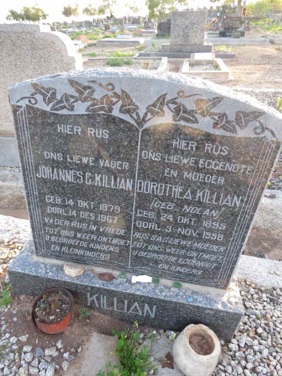 KILLIAN Johannes G. 1879-1967 & Dorothea NOLAN 1895-1958