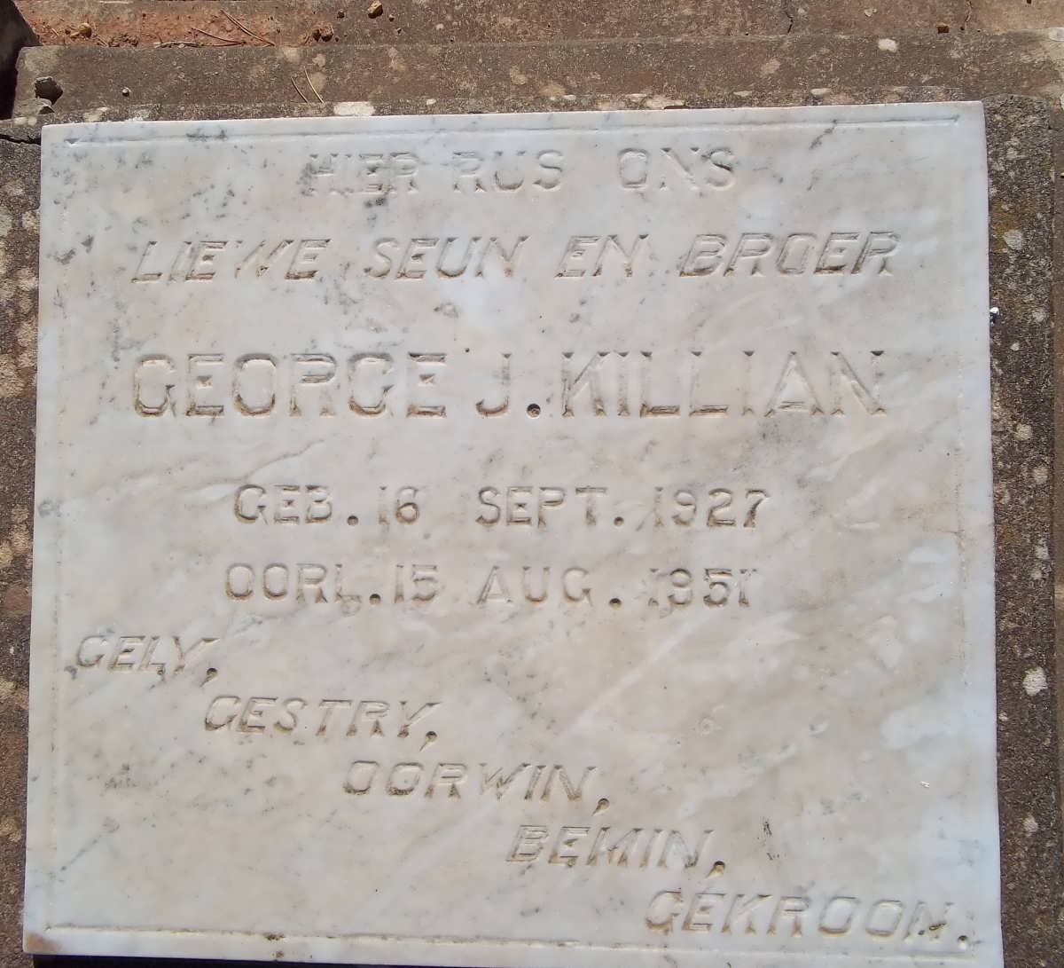 KILLIAN George J. 1927-1957