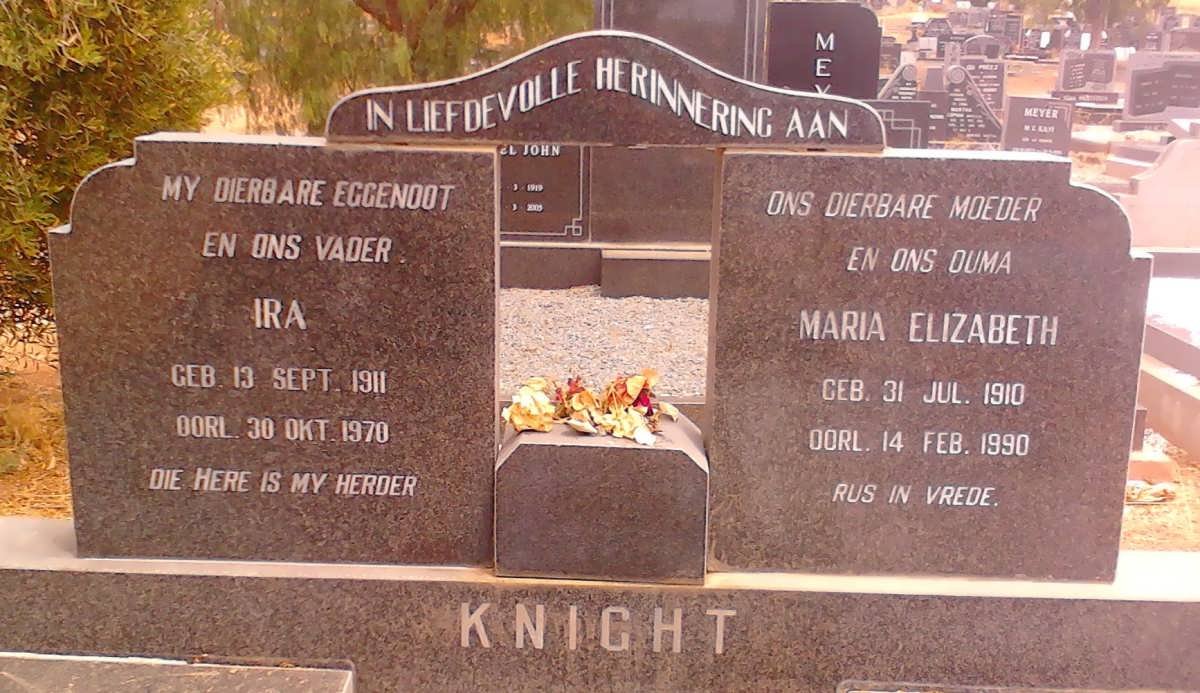 KNIGHT Ira 1911-1970 &amp; Maria Elizabeth 1910-1990