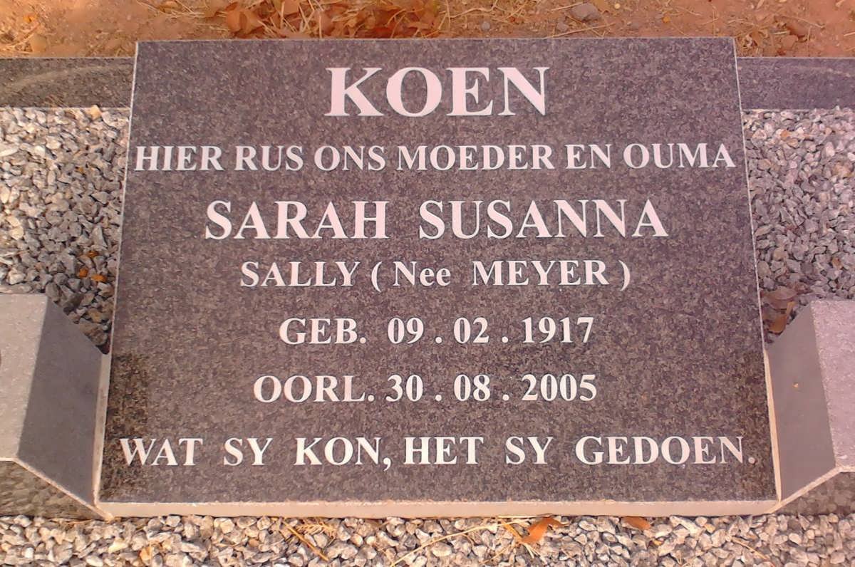 KOEN Sarah Susanna nee MEYER 1917-2005