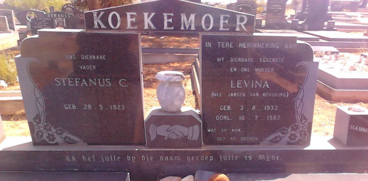 KOEKEMOER Stefanus C. 1923- &amp; Levina JANSEN VAN RENSBURG 1933-1987