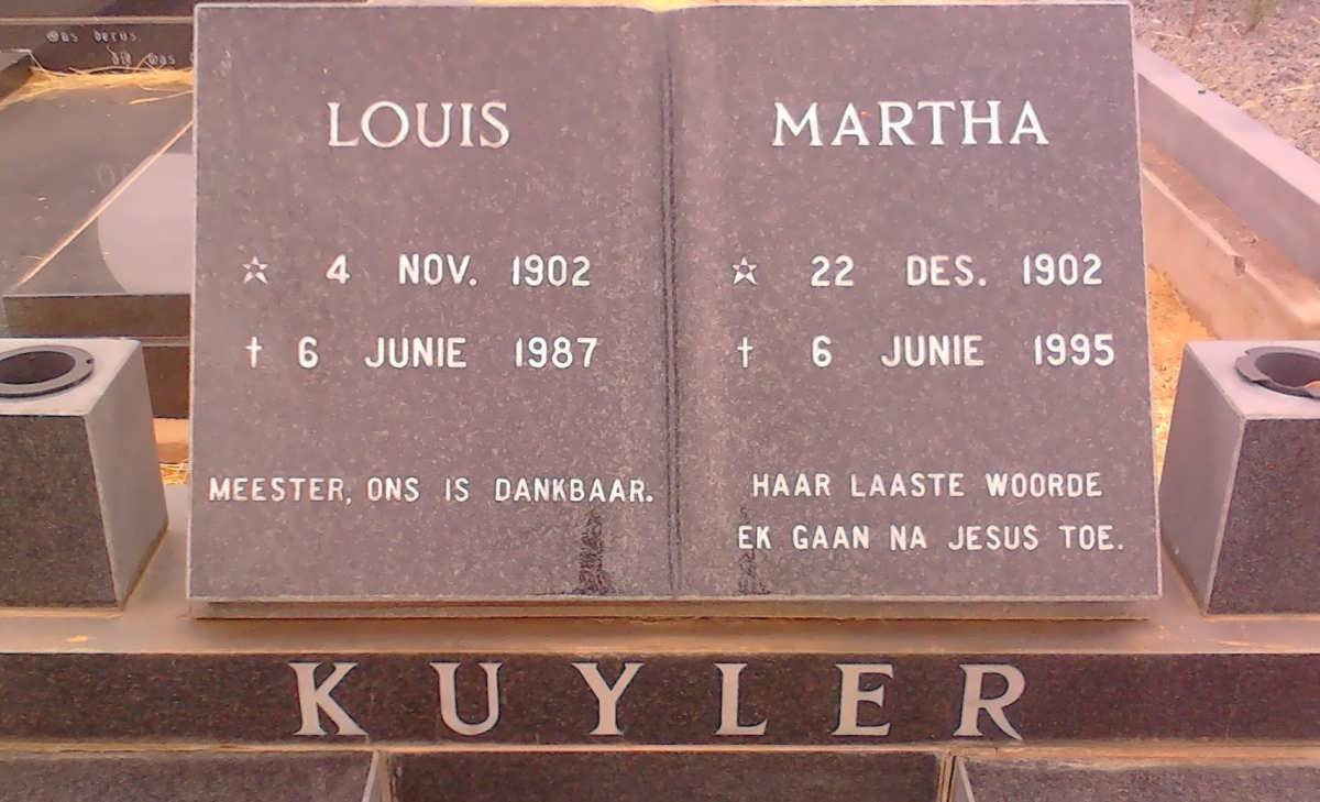 KUYLER Louis 1902-1987 &amp; Martha 1902-1995