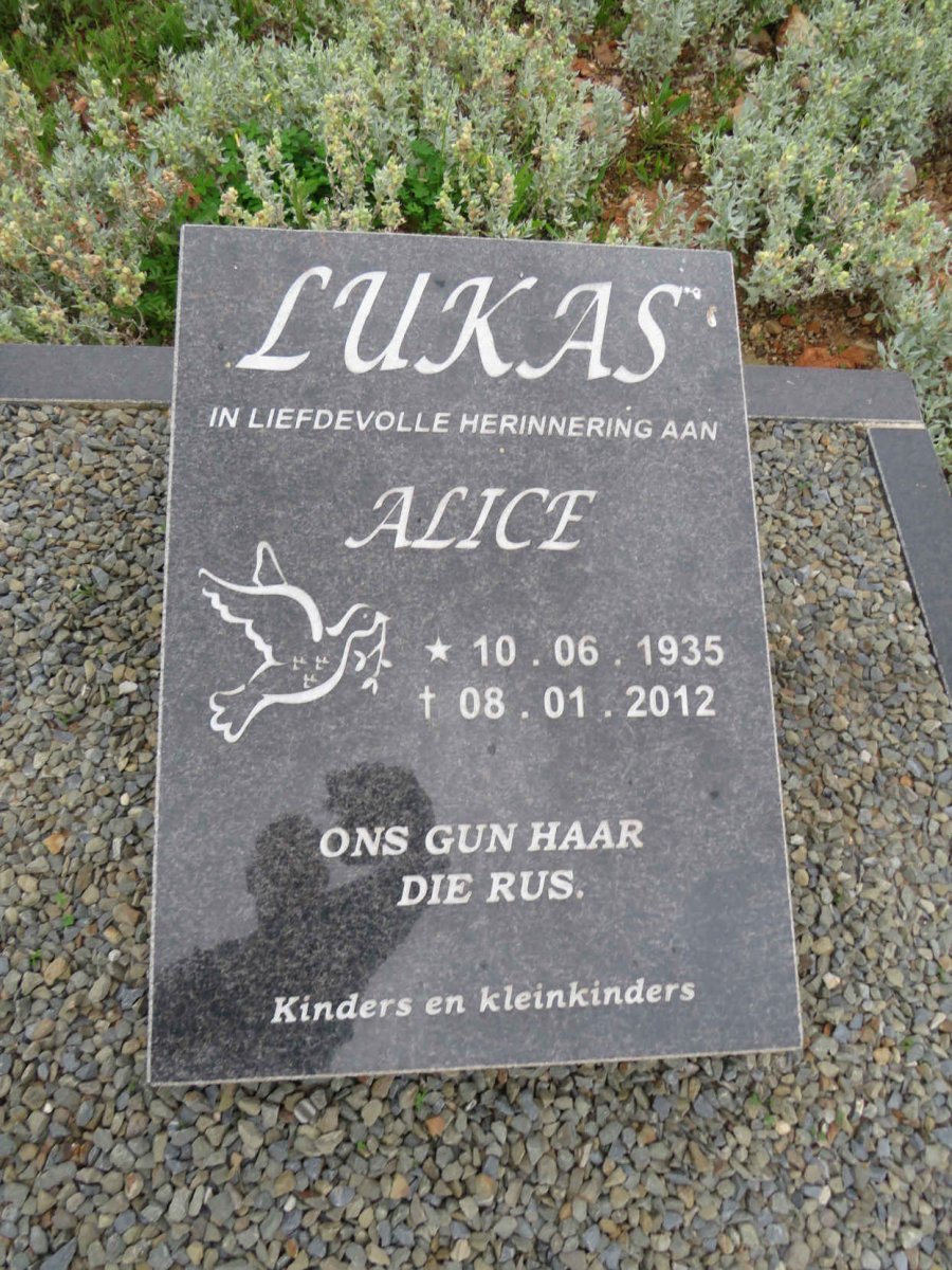 LUKAS Alice 1935-2012