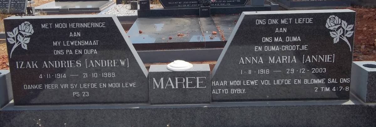 MAREE Izak Andries 1914-1989 &amp; Anna Maria 1918-2003