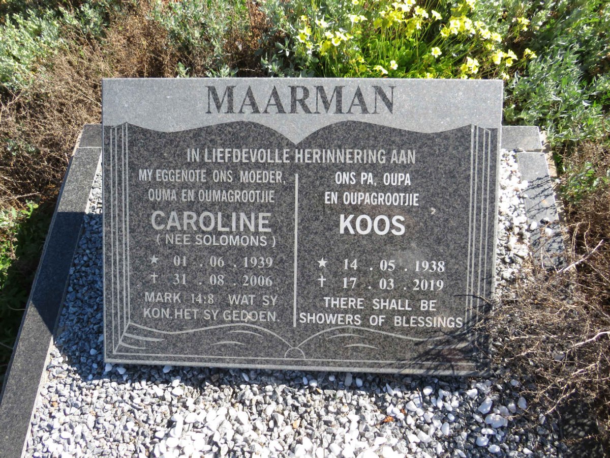 MAARMAN Koos 1938-2019 & Caroline SOLOMONS 1939-2006