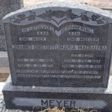 MEYER Johannes Christoffel 1890-1971 &amp; Maria Magdalena KILIAN 1894-1959