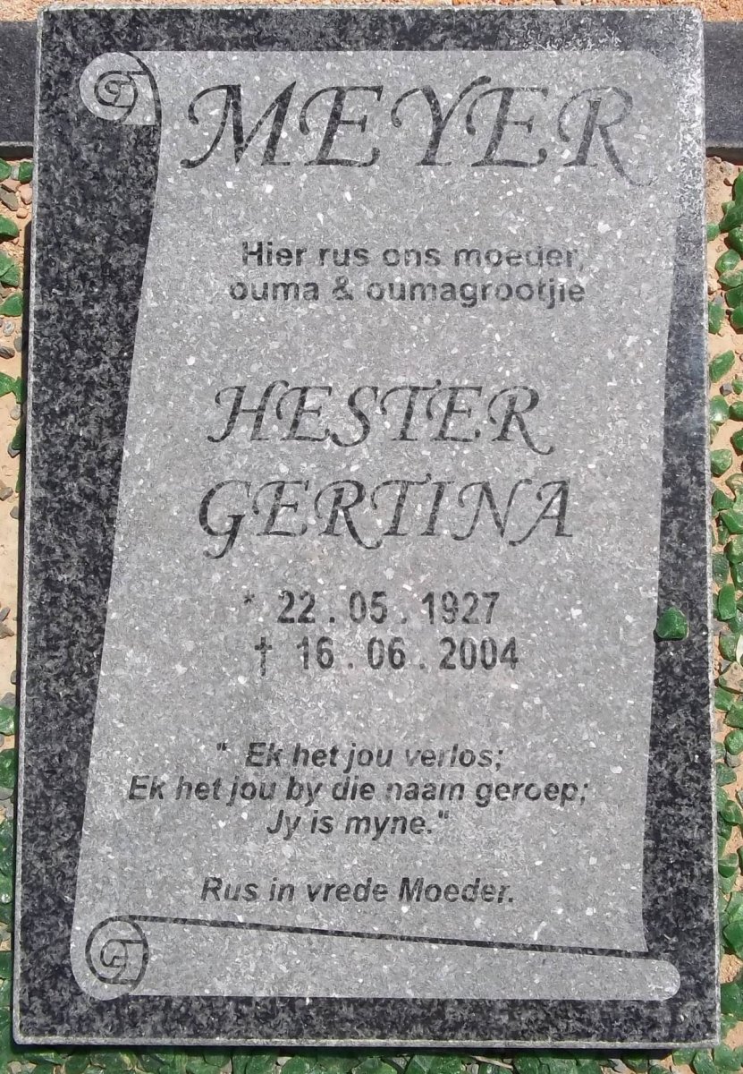 MEYER Hester Gertina 1927-2004