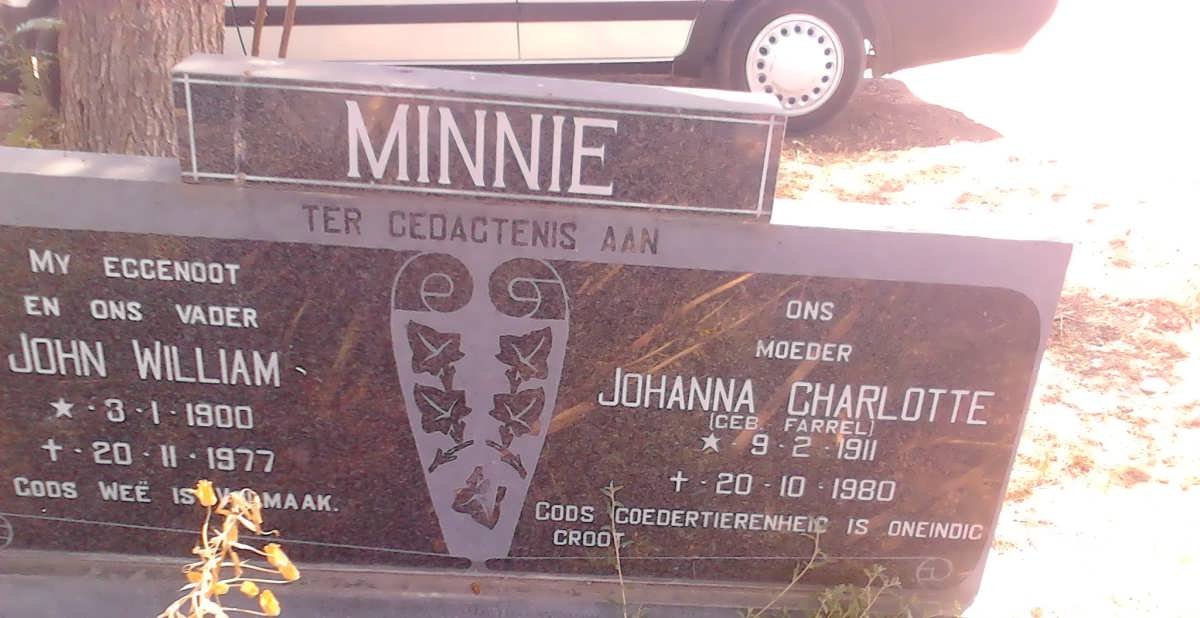 MINNIE John William 1900-1977 &amp; Johanna Charlotte FARREL 1911-1980