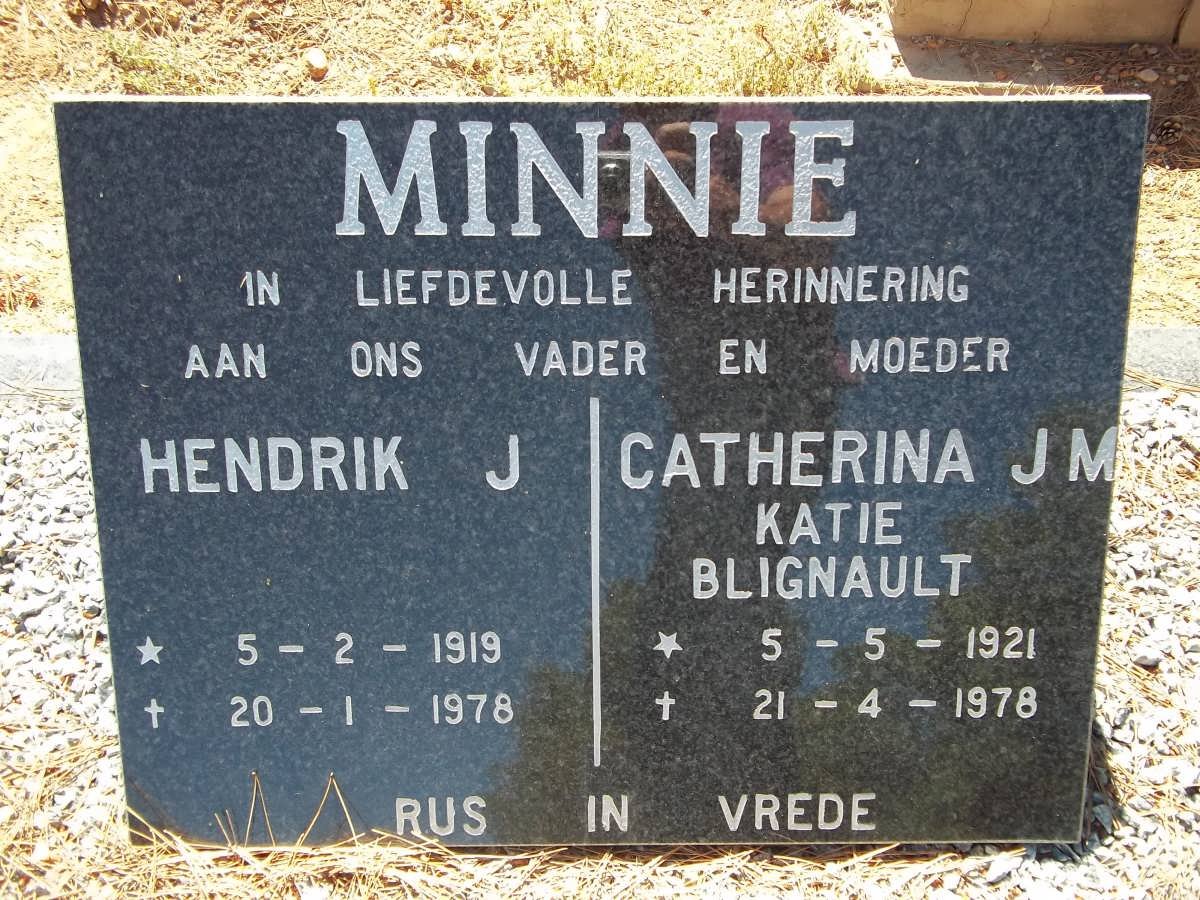 MINNIE Hendrik J. 1919-1978 &amp; Catherina J.M. BLIGNAUT 1921-1978