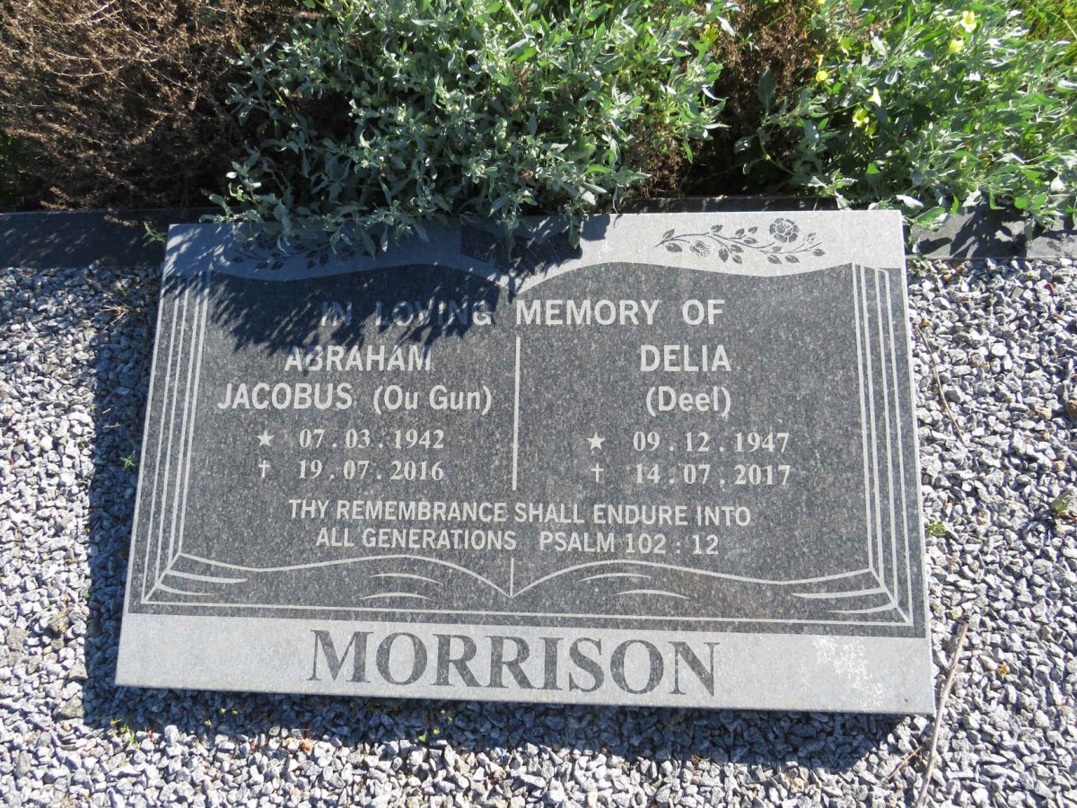 MORRISON Abraham Jacobus 1942-2016 & Delia 1947-2017
