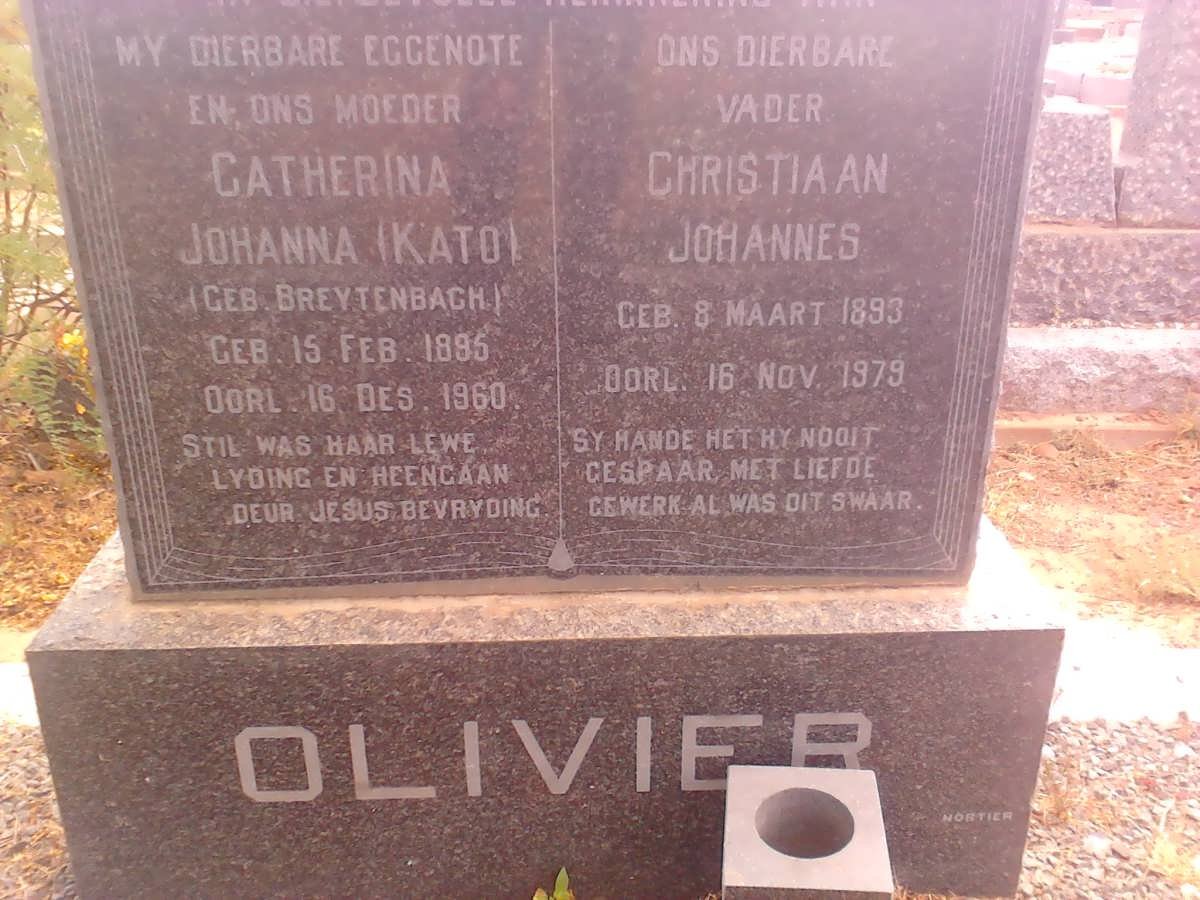 OLIVIER Christiaan Johannes 1893-1979 &amp; Catherina Johanna BREYTENBACH 1895-1960