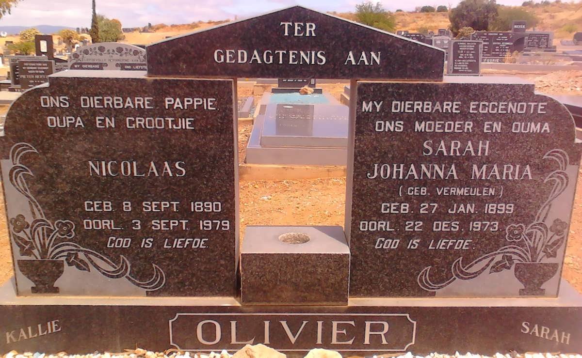 OLIVIER Nicolaas 1890-1979 & Sarah Johanna Maria VERMEULEN 1899-1973