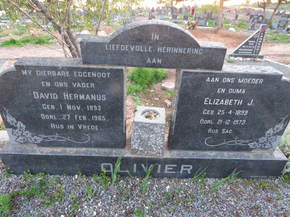 OLIVIER David Hermanus 1893-1965 & Elizabeth J. 1899-1973