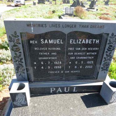 PAUL Samuel 1924-1998 & Elizabeth VAN DEN HEEVER 1925-2002