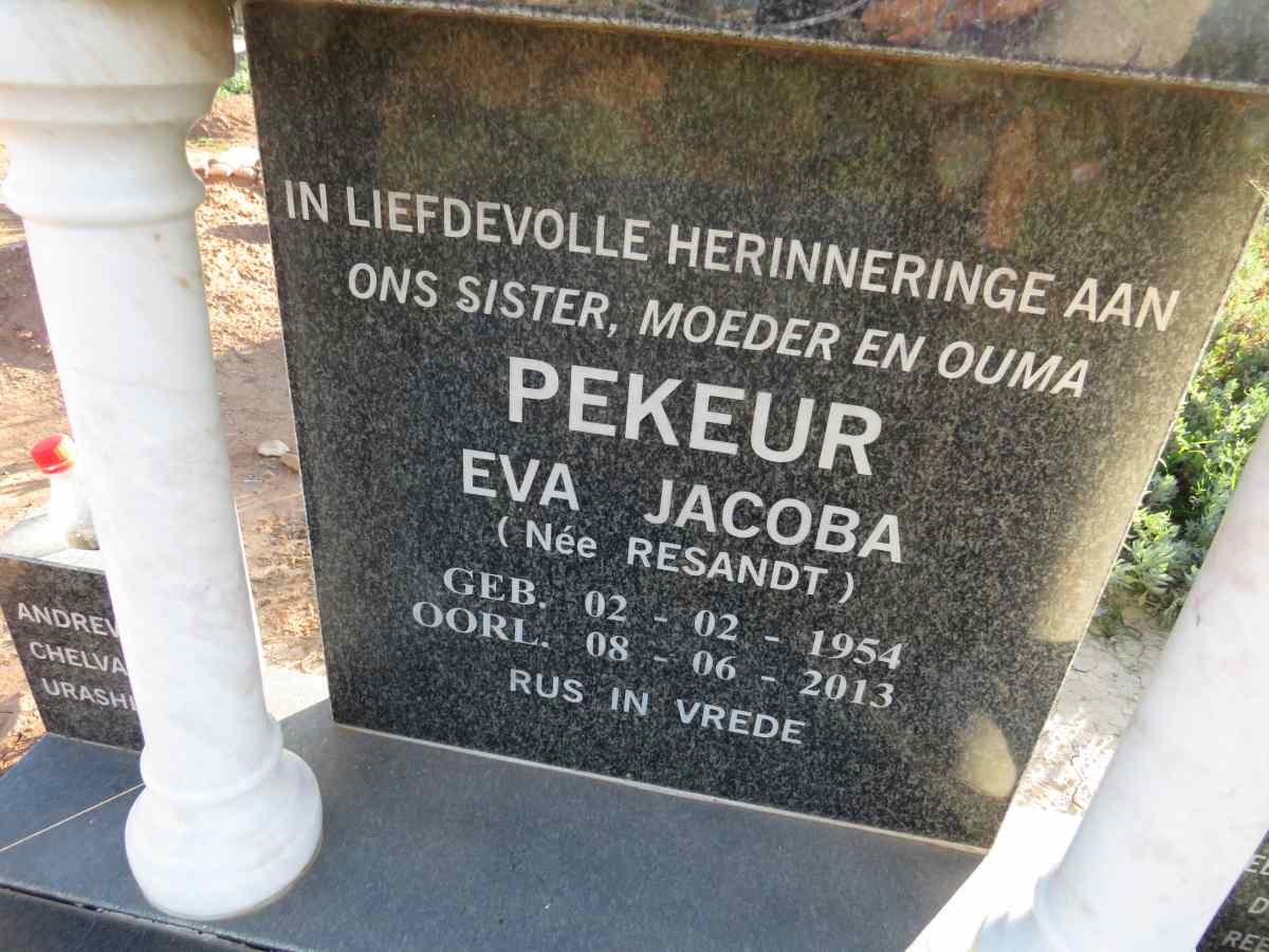PEKEUR Eva Jacoba nee RESANDT 1954-2013