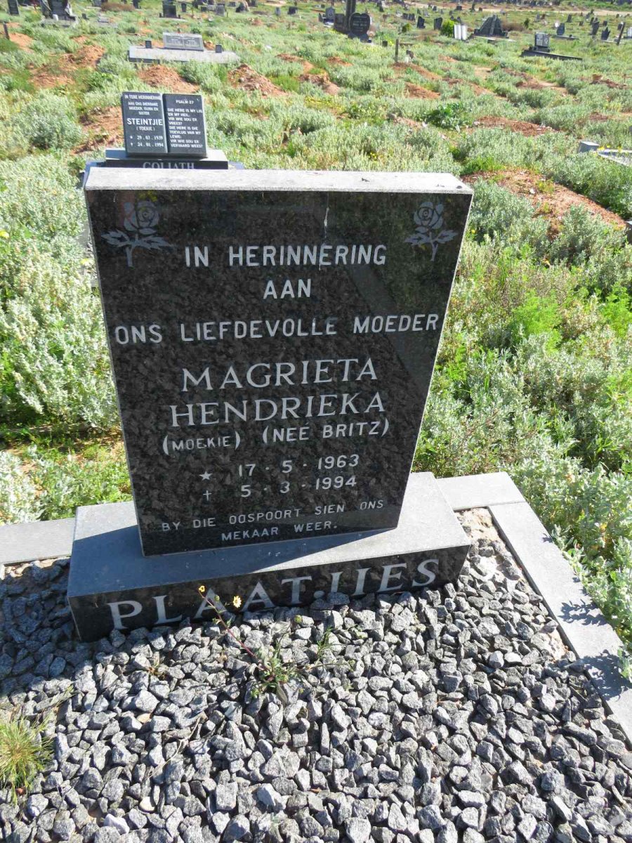 PLAATJIES Magrieta Hendrieka nee BRITZ 1963-1994