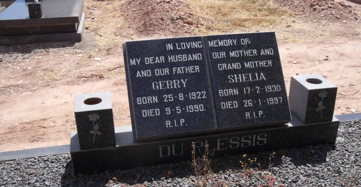 PLESSIS Gerry, du 1922-1990 &amp; Shelia 1930-1997