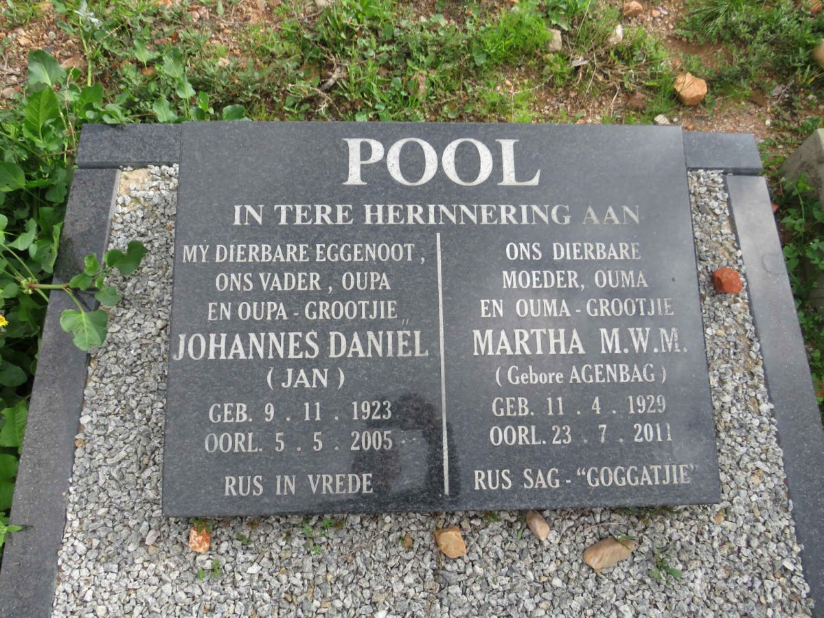 POOL Johannes Daniel 1923-2005 & Martha M.W.M. AGENBAG 1929-2011