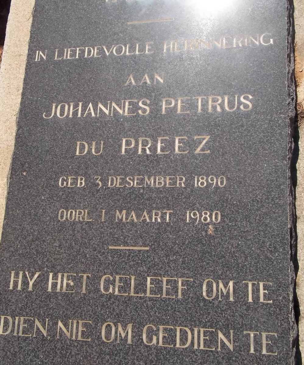 PREEZ Johannes Petrus, du 1890-1980