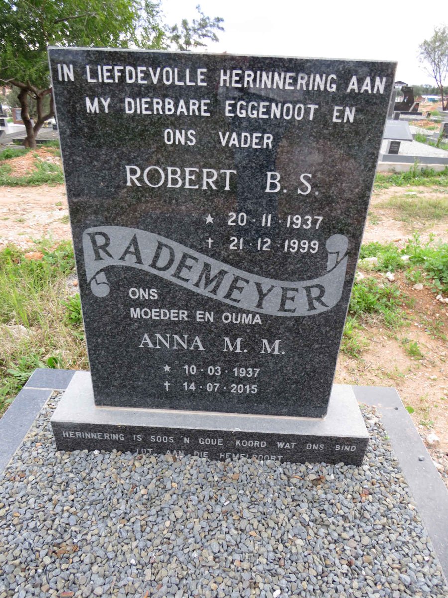 RADEMEYER Robert B.S. 1937-1999 & Anna M.M. 1937-2015