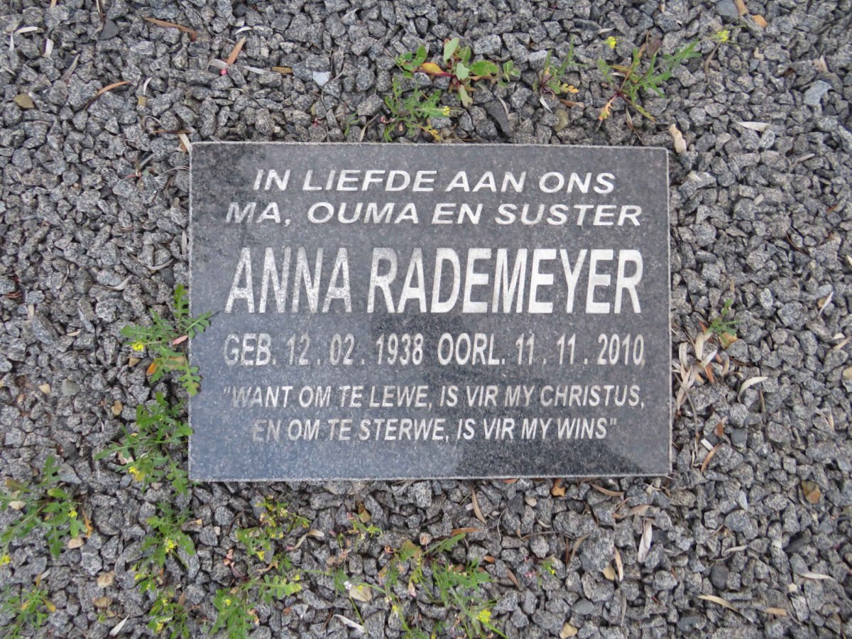 RADEMEYER Anna 1938-2010