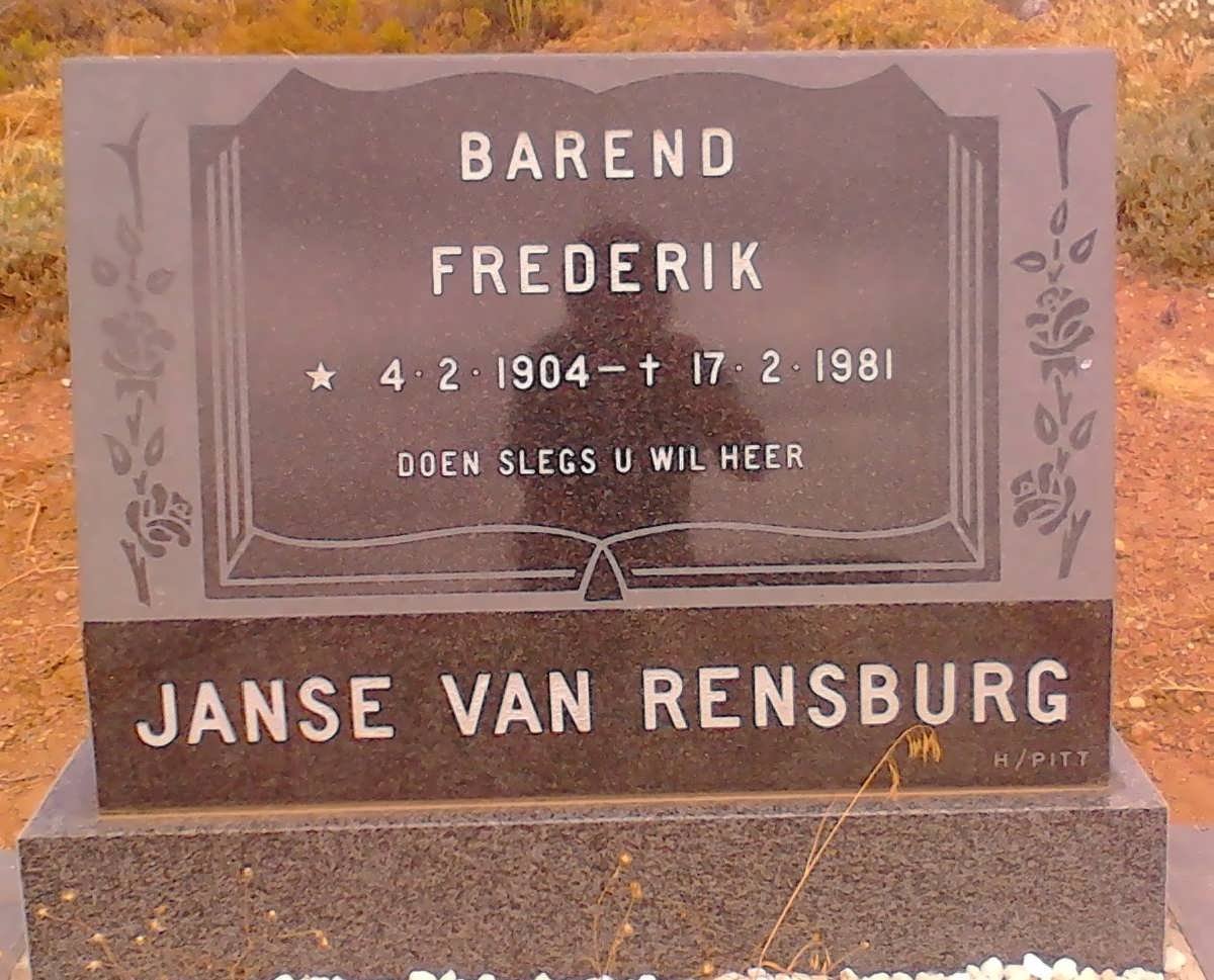 RENSBURG Barend Frederik, janse van 1904-1981