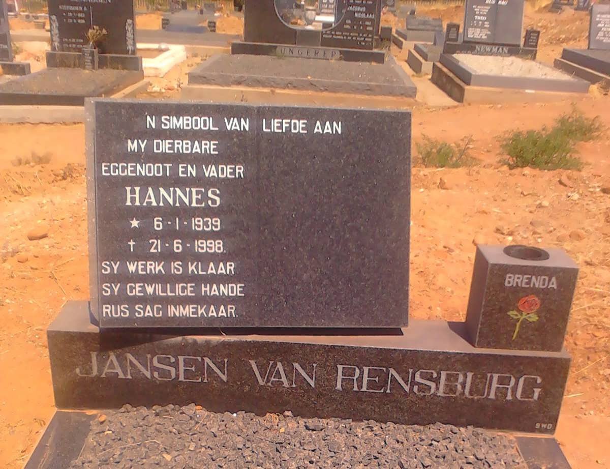 RENSBURG Hannes, Jansen van 1939-1998