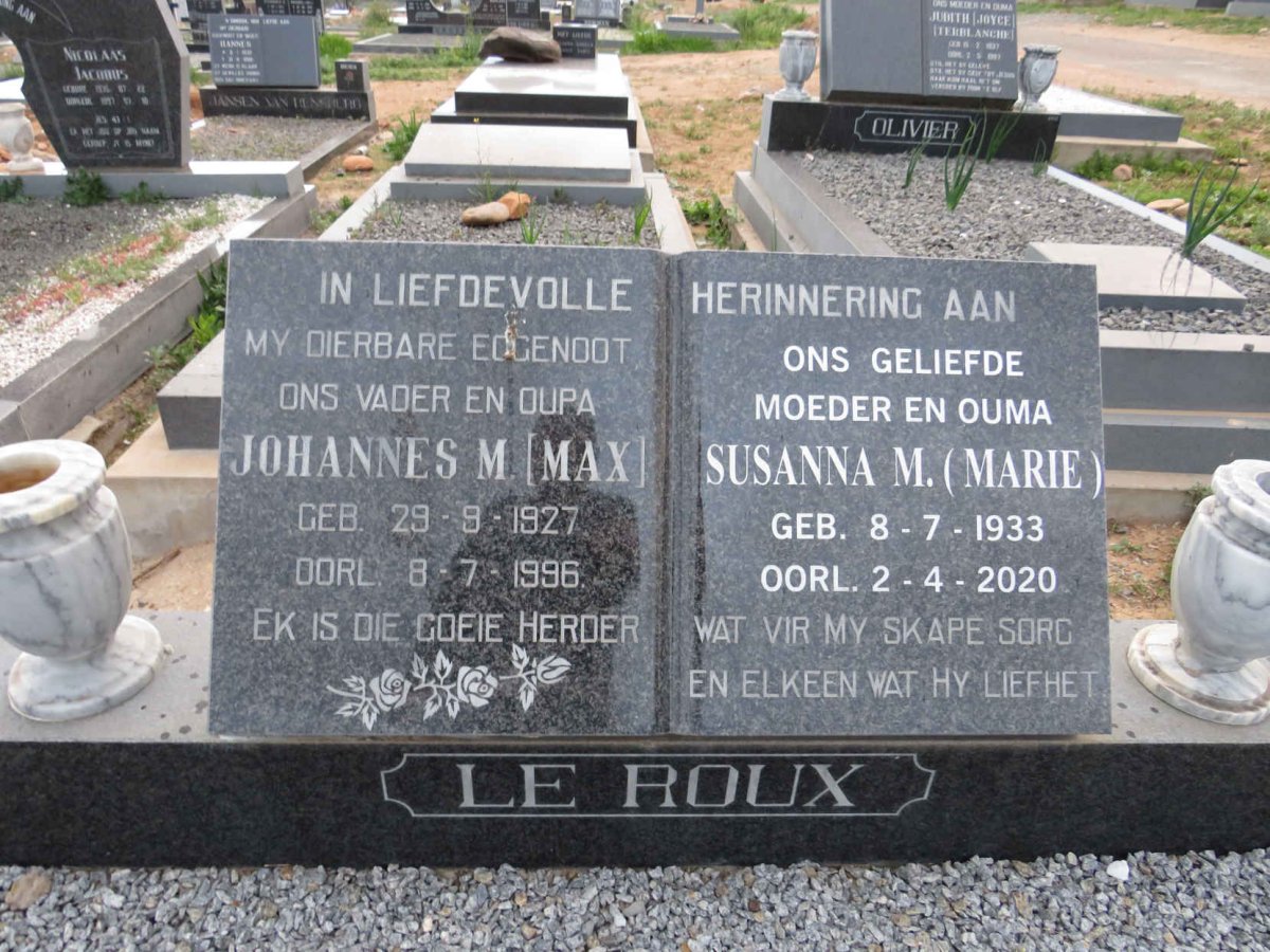 ROUX Johannes M., le 1927-1996 & Susanna M. 1933-2020