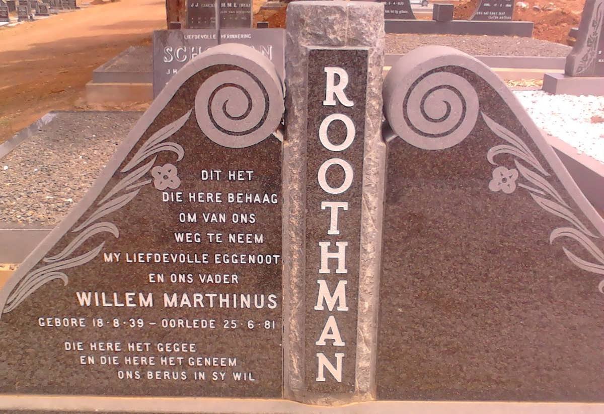ROOTHMAN Willem Marthinus 1939-1981