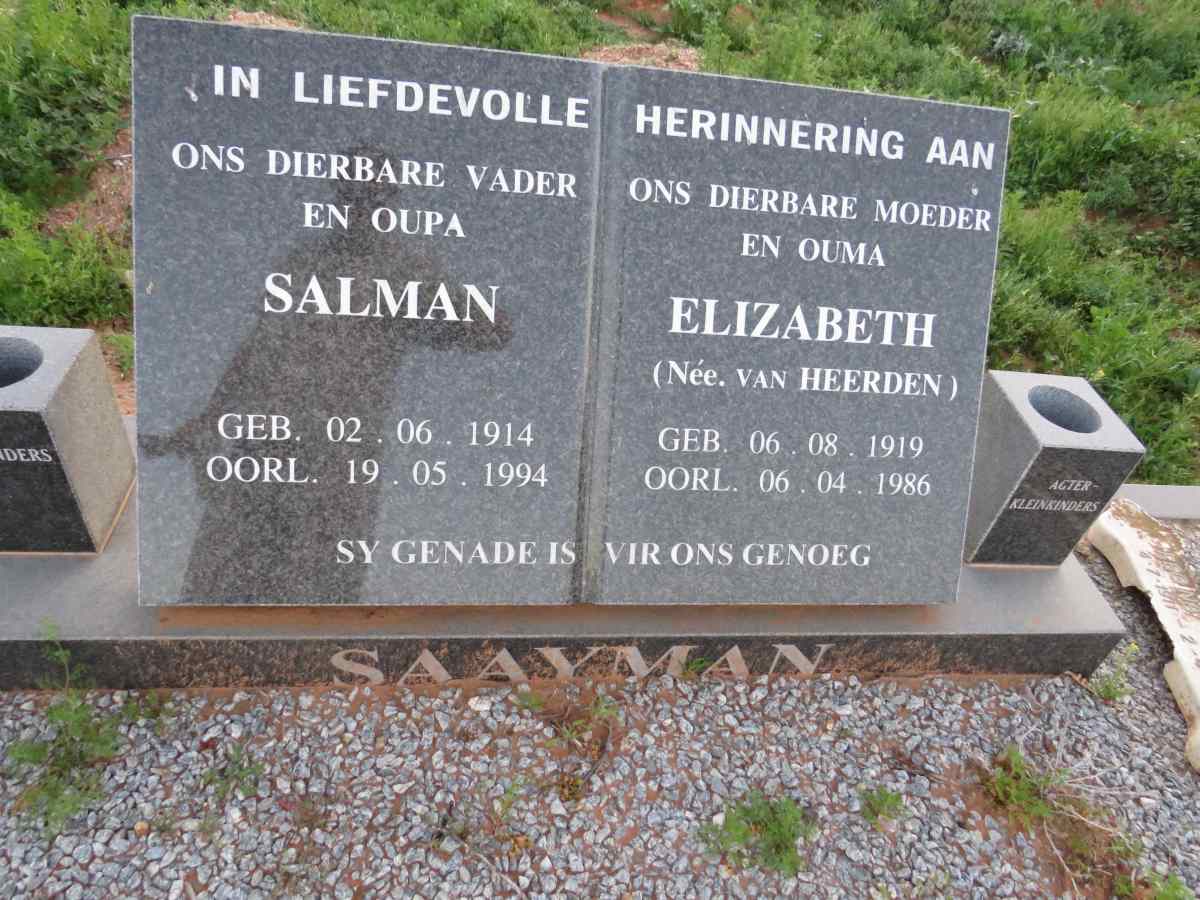 SAAYMAN Salman 1914-1994 & Elizabeth VAN HEERDEN 1919-1986